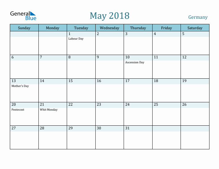 May 2018 Calendar with Holidays