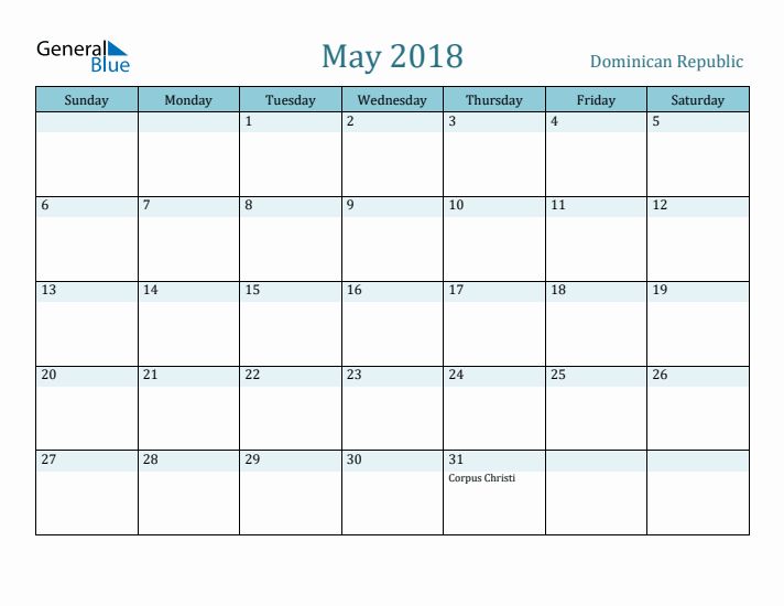 May 2018 Calendar with Holidays