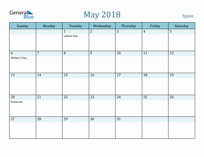 May 2018 Calendar with Holidays