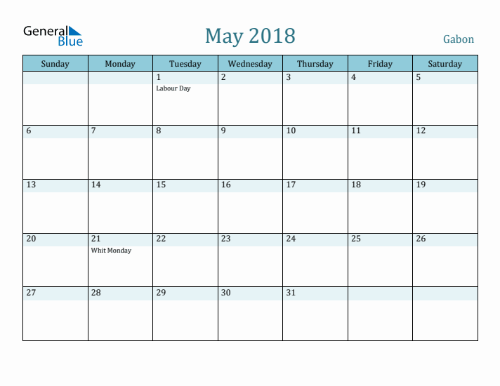 May 2018 Calendar with Holidays