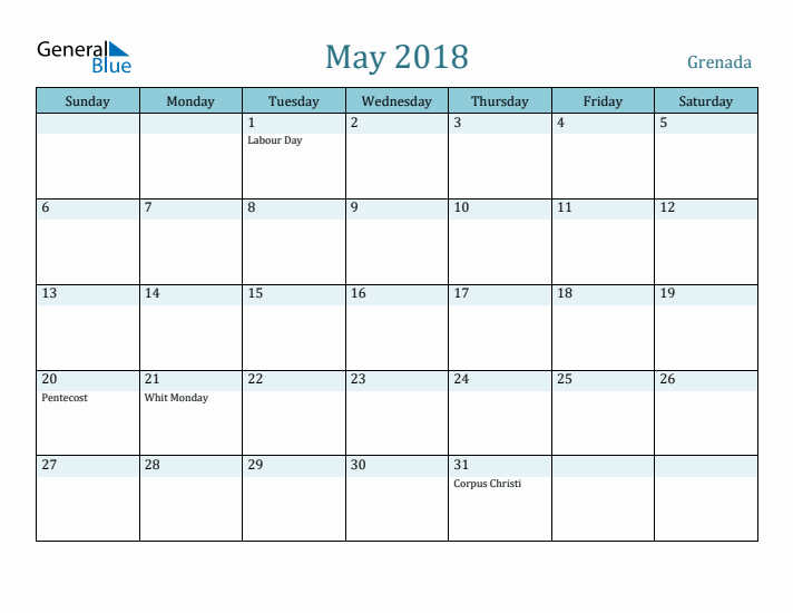 May 2018 Calendar with Holidays