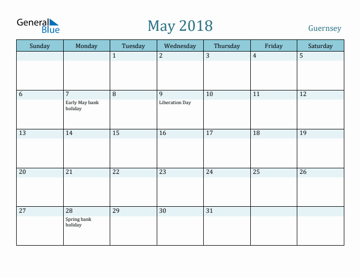 May 2018 Calendar with Holidays