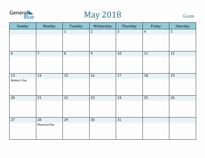 May 2018 Calendar with Holidays