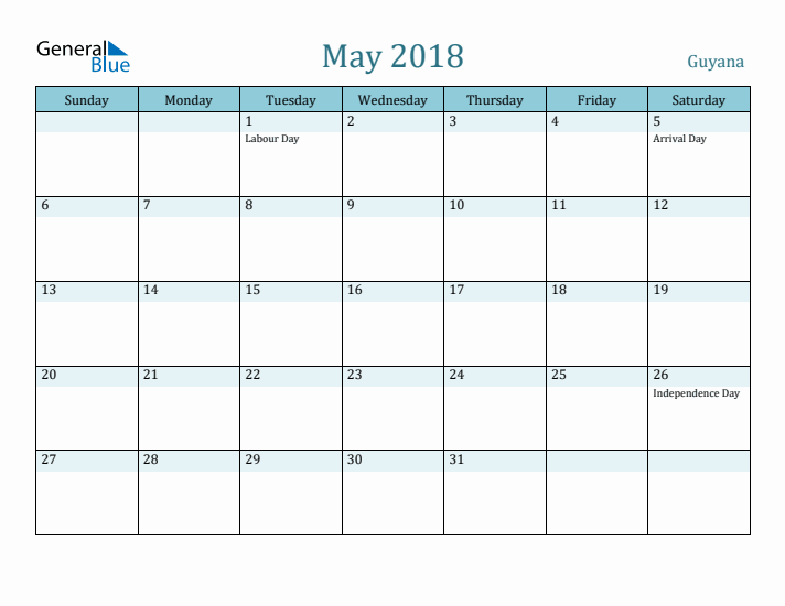 May 2018 Calendar with Holidays