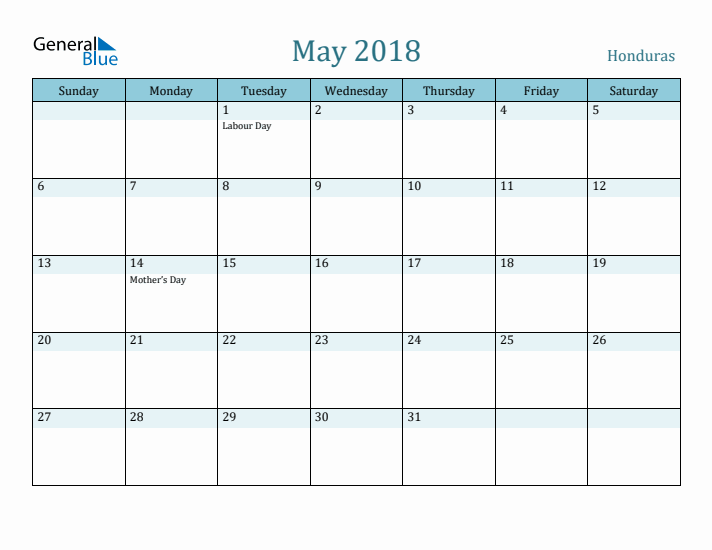 May 2018 Calendar with Holidays