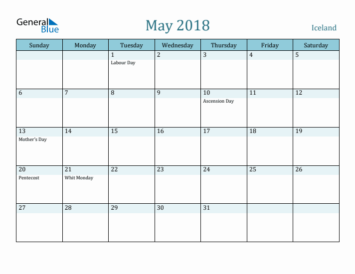 May 2018 Calendar with Holidays