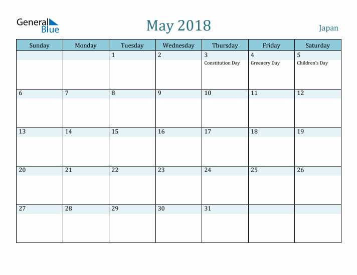 May 2018 Calendar with Holidays