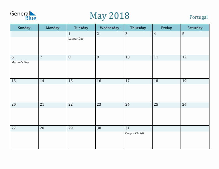 May 2018 Calendar with Holidays