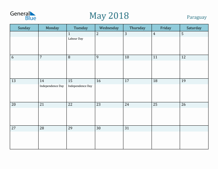 May 2018 Calendar with Holidays