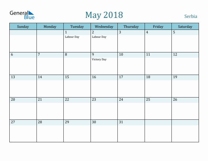 May 2018 Calendar with Holidays