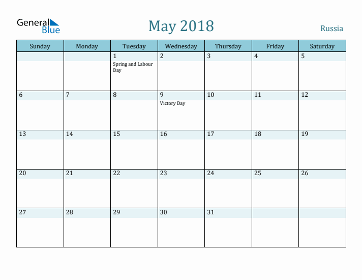 May 2018 Calendar with Holidays