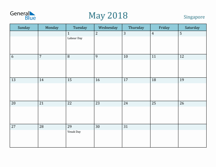 May 2018 Calendar with Holidays