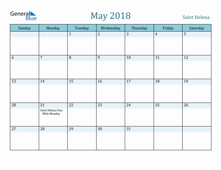 May 2018 Calendar with Holidays