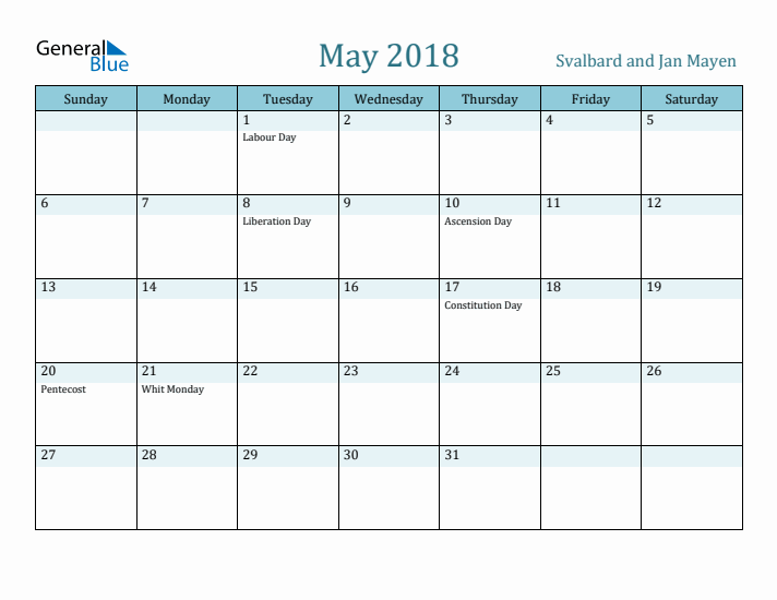 May 2018 Calendar with Holidays