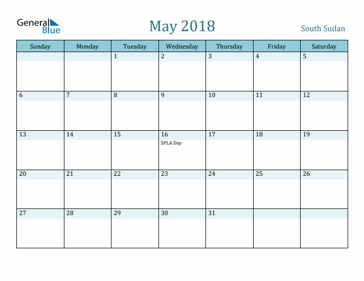 May 2018 Calendar with Holidays