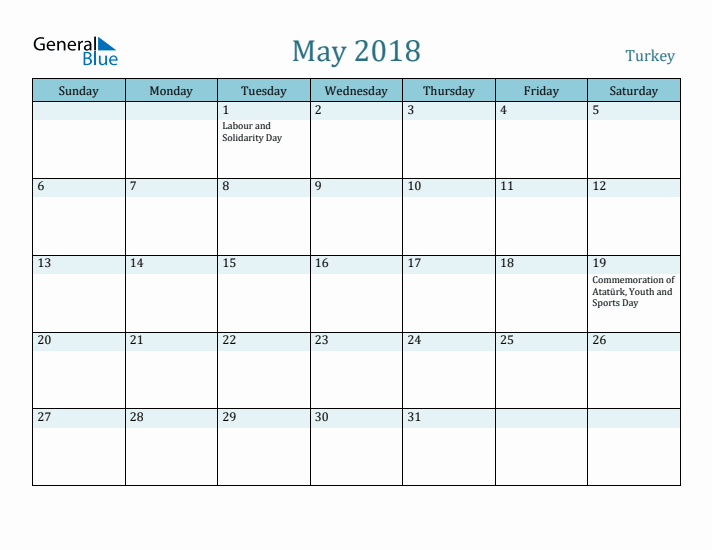 May 2018 Calendar with Holidays