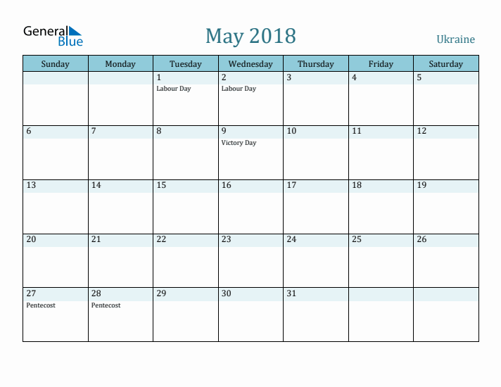 May 2018 Calendar with Holidays