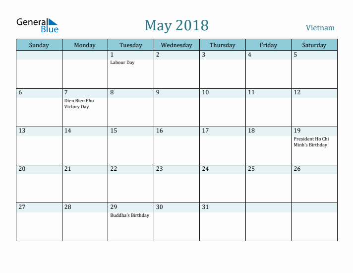 May 2018 Calendar with Holidays