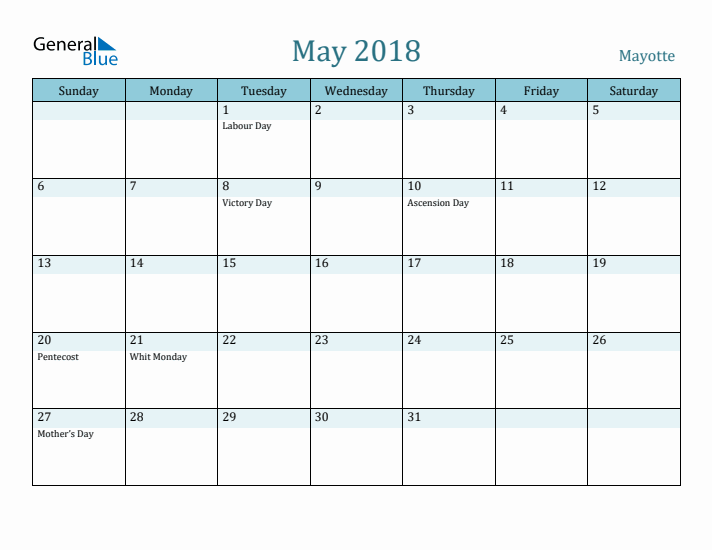 May 2018 Calendar with Holidays