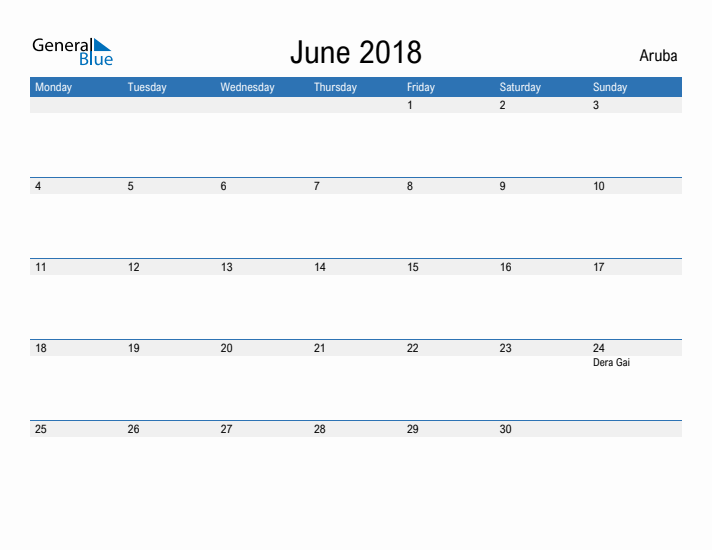 Fillable June 2018 Calendar