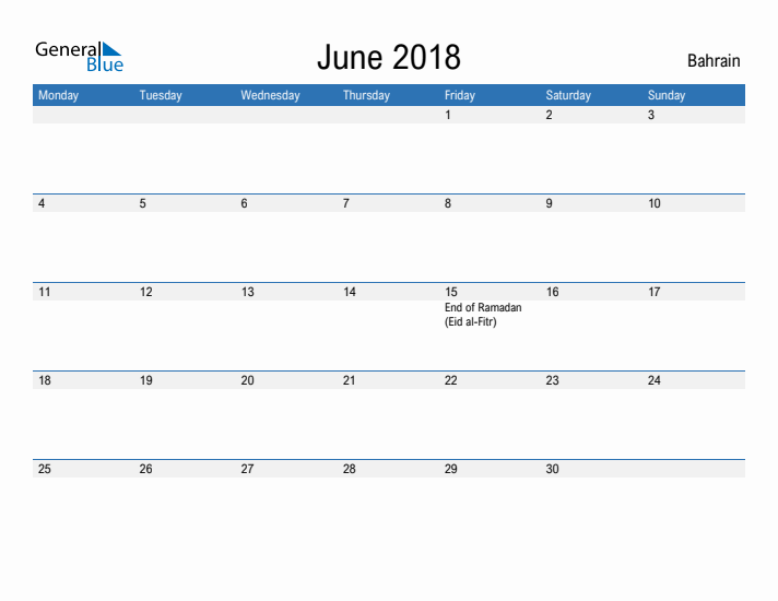 Fillable June 2018 Calendar