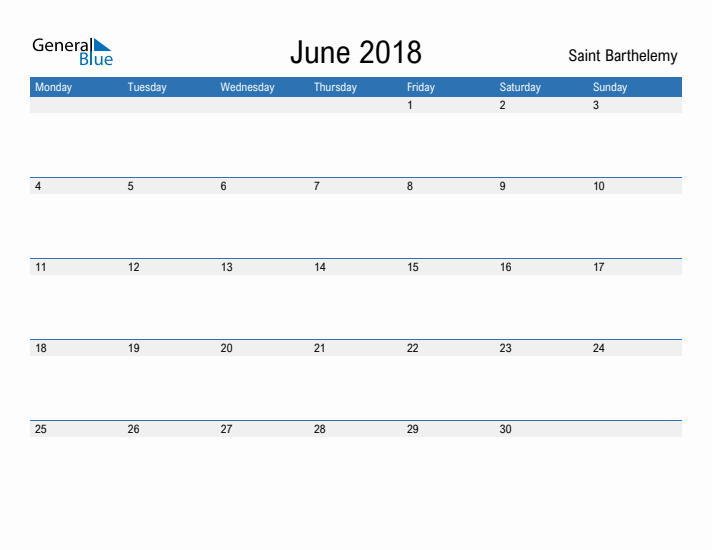 Fillable June 2018 Calendar