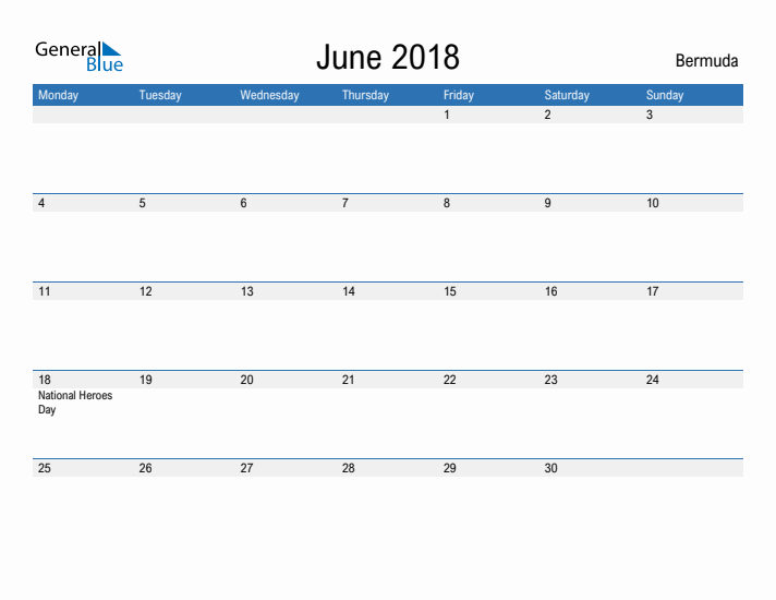 Fillable June 2018 Calendar