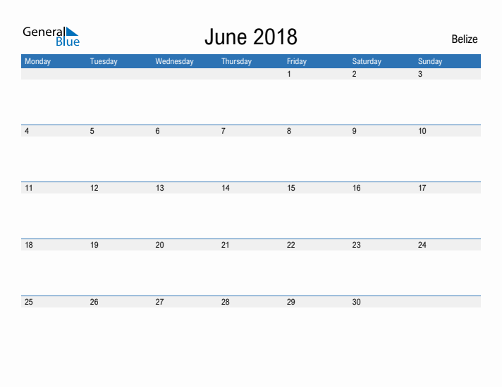 Fillable June 2018 Calendar