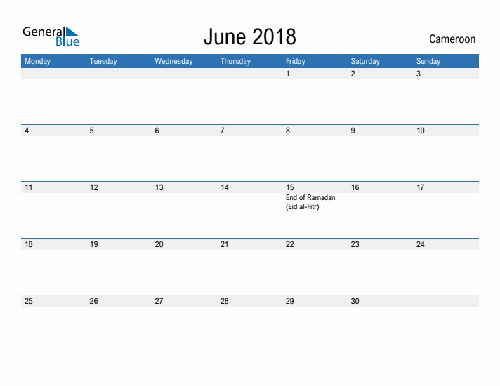 Fillable June 2018 Calendar