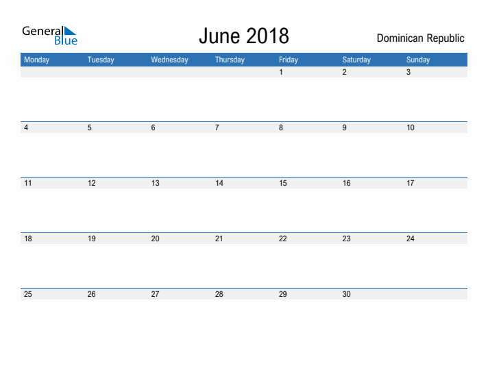 Fillable June 2018 Calendar