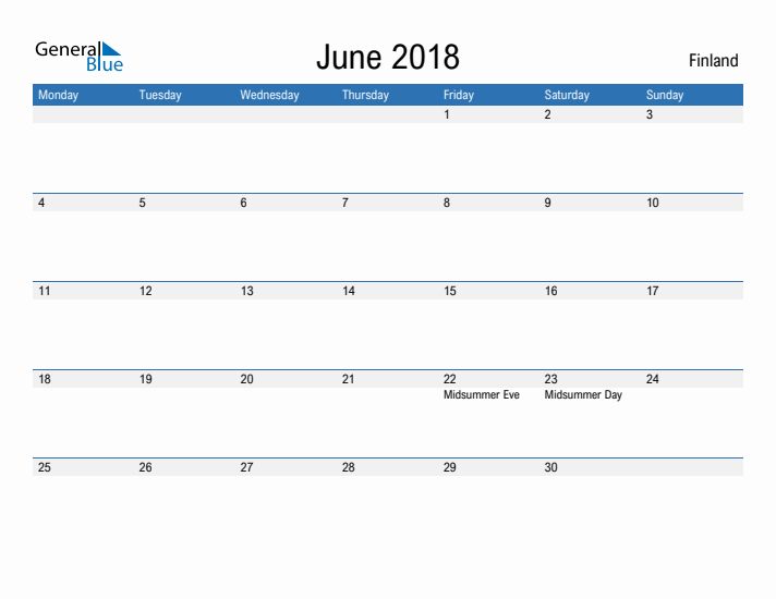 Fillable June 2018 Calendar