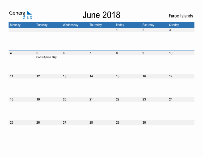 Fillable June 2018 Calendar