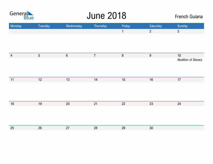 Fillable June 2018 Calendar