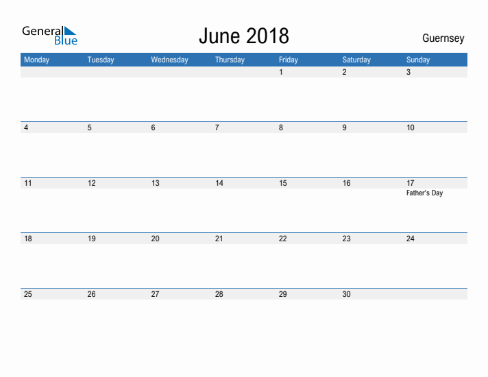 Fillable June 2018 Calendar