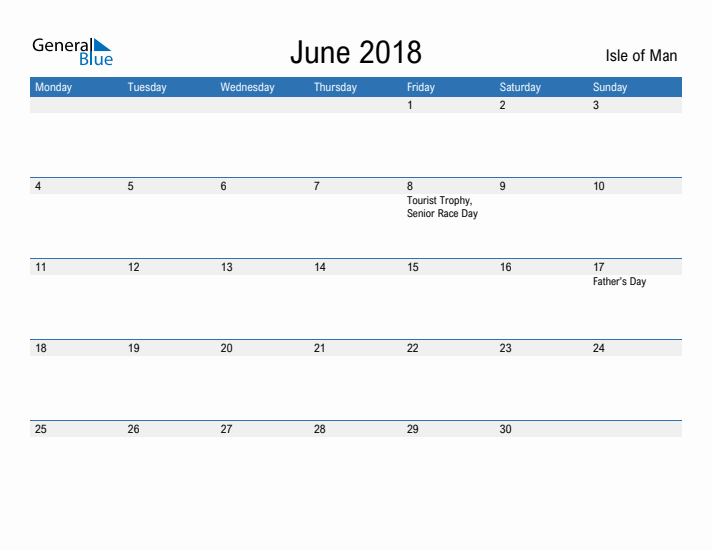 Fillable June 2018 Calendar