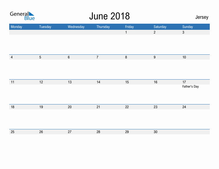 Fillable June 2018 Calendar