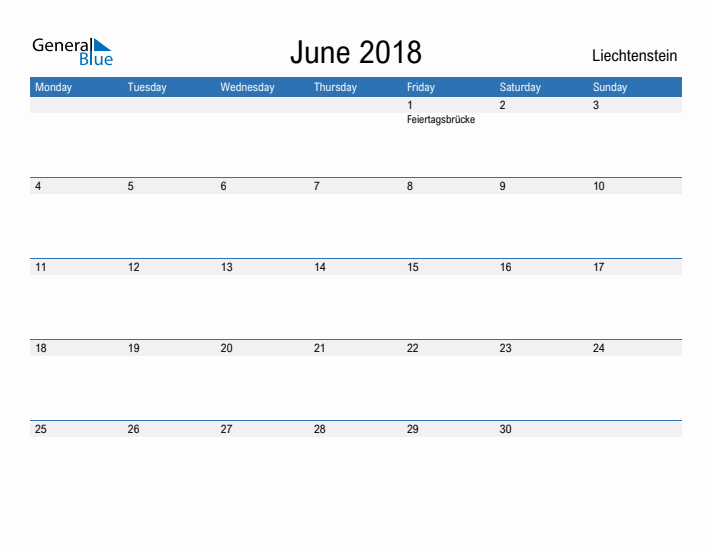 Fillable June 2018 Calendar