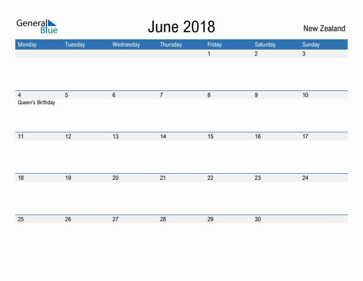 Fillable June 2018 Calendar