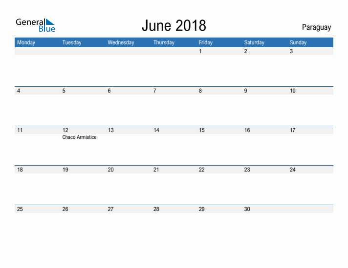 Fillable June 2018 Calendar