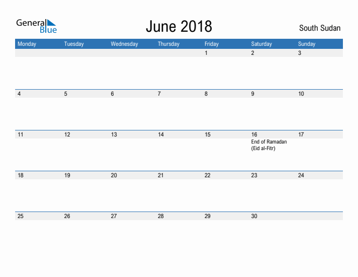 Fillable June 2018 Calendar