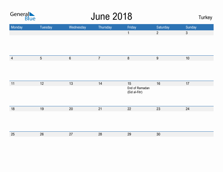 Fillable June 2018 Calendar