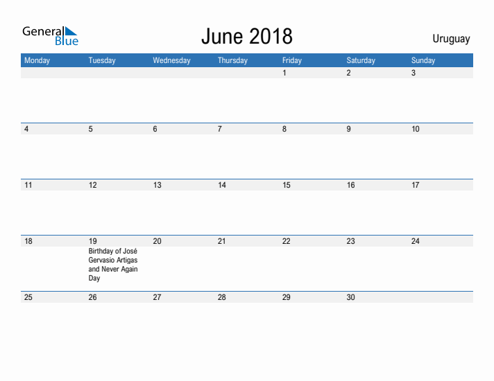 Fillable June 2018 Calendar