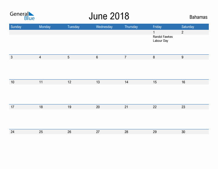 Fillable June 2018 Calendar