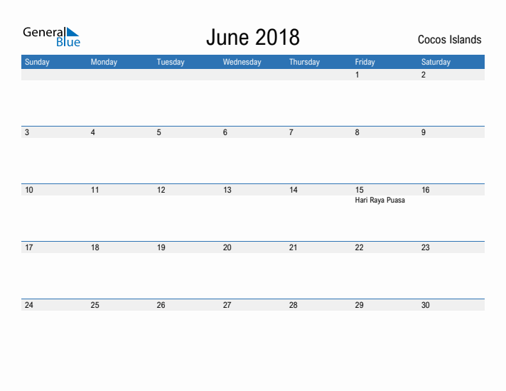 Fillable June 2018 Calendar