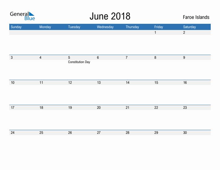 Fillable June 2018 Calendar