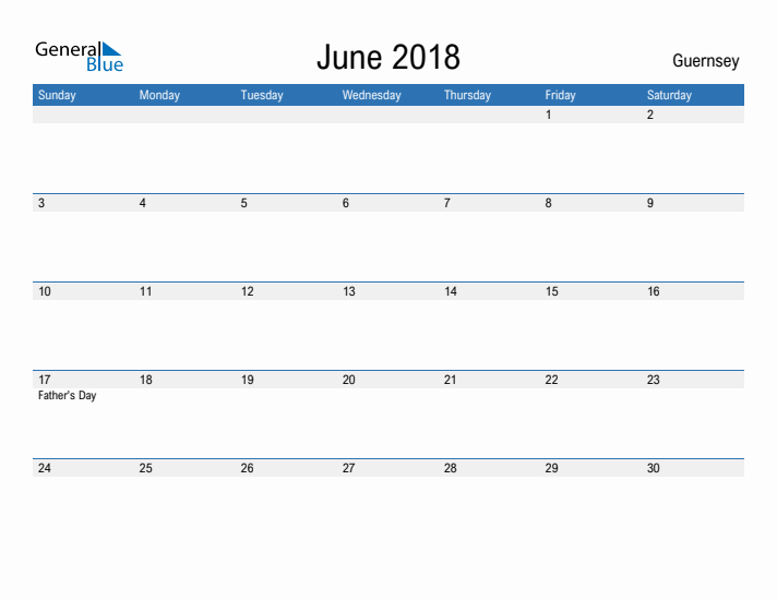 Fillable June 2018 Calendar