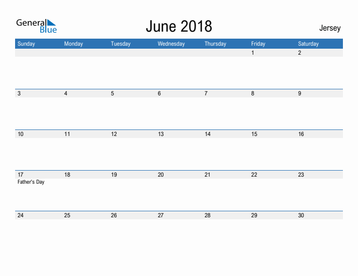 Fillable June 2018 Calendar