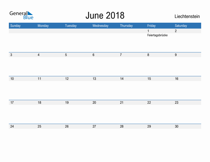 Fillable June 2018 Calendar