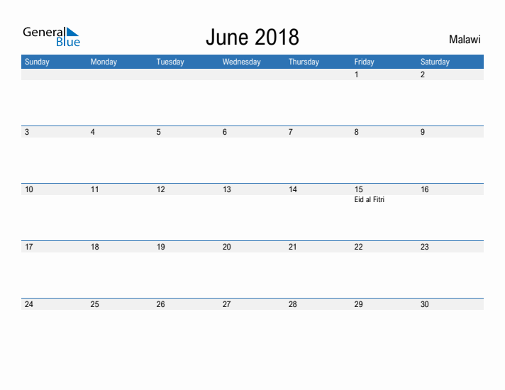 Fillable June 2018 Calendar