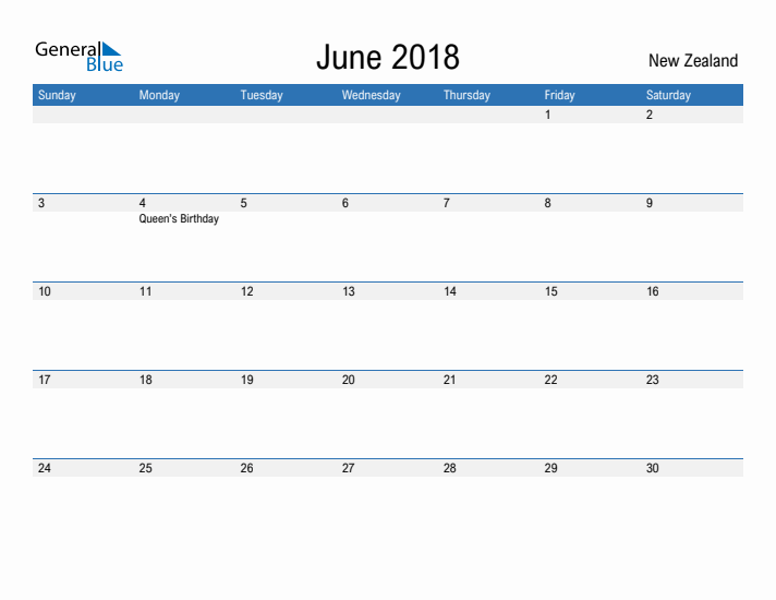 Fillable June 2018 Calendar